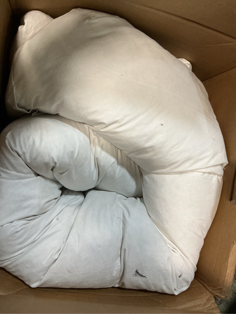 Condition photo showing As Is for premium down featherbed mattress topper, full, white