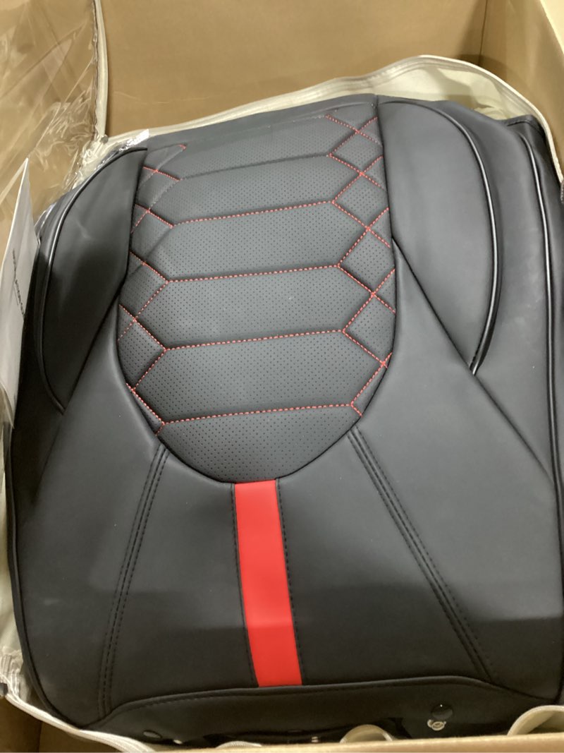 Condition photo showing Good Condition for freesoo leather car seat covers - car seat cover full set faux leather with nappa grain - waterproof breathable universal seat covers for most 5-seater suv sedan truck pick-up - black red black & red full set