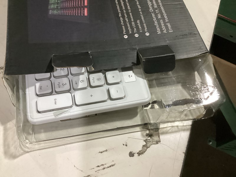 Condition photo showing As Is for wireless keyboard and mouse - rgb backlit, rechargeable & light up letters, full-size, ergonomic tilt angle, sleep mode, 2.4ghz quiet keyboard mouse for mac, windows, laptop, pc, trueque(white)