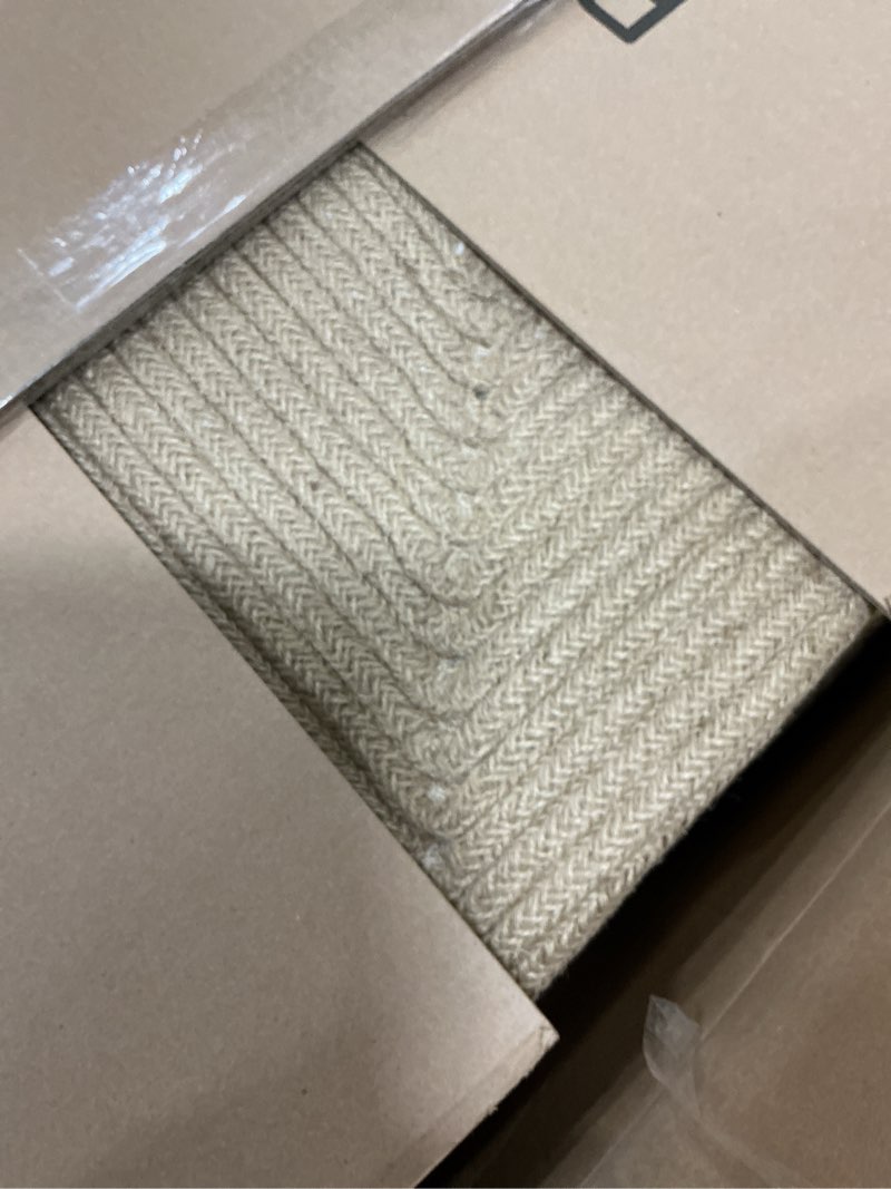 Condition photo showing Good Condition for DEXI Jute Rug Natural Fiber 6x9, Braided Woven Area Rugs No Shed, Large Soft Neutral Rustic Carpet Mat for Indoor Entryway Outdoor Patio Dining Living Room Bedroom Farmhouse, Beige/Natural 6' x 9' (Rectangular) Beige/Natural
