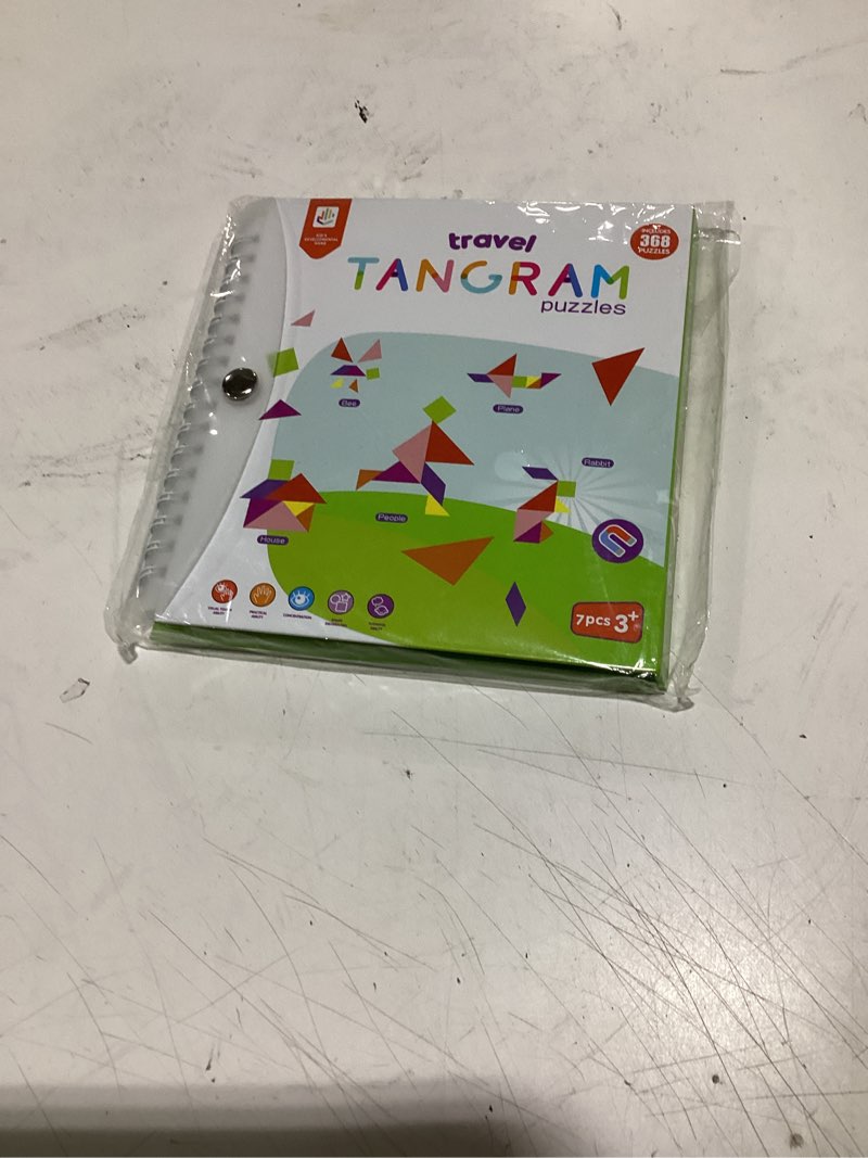 Condition photo showing Good Condition for USATDD Travel Tangram Puzzle with 2 Set, Magnetic Pattern Blocks Road Trip Travel Games Jigsaw Monte