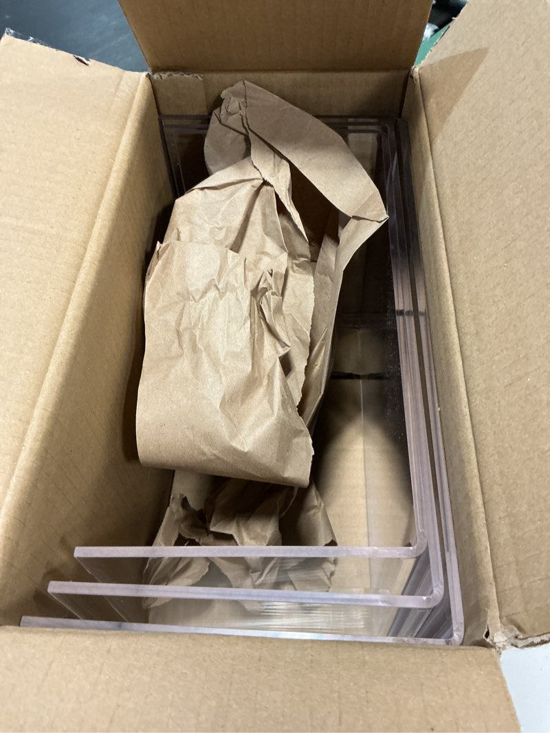Condition photo showing Good Condition for rattanview 3 pcs extra large 13,12,11 inch acrylic display risers clear acrylic shelf riser display stands 5 mm thick rectangular for collectibles figures 13, 12, 11 inch 3