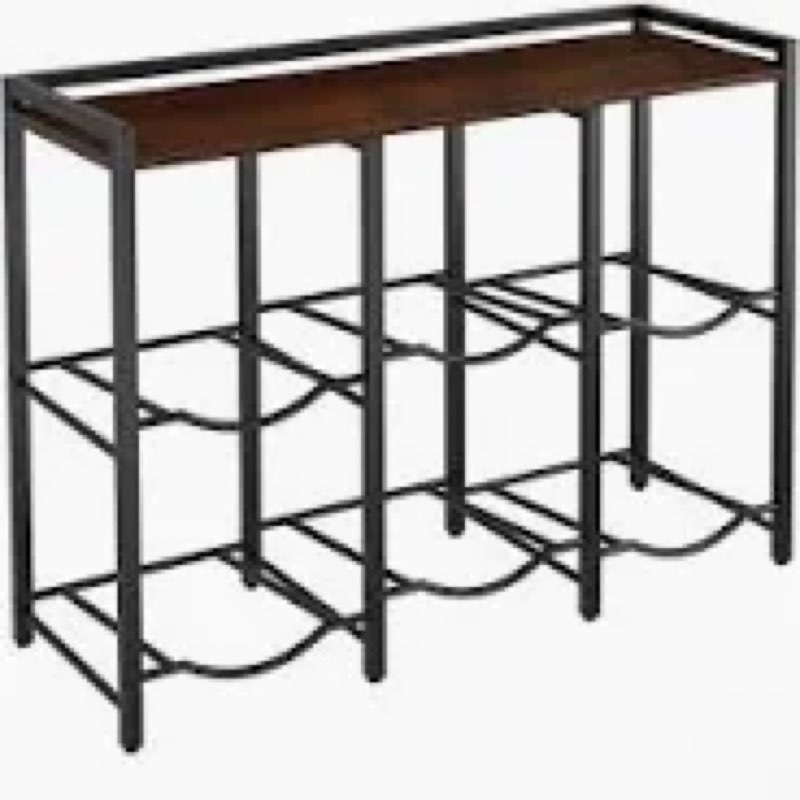 5 Gallon Water Jug Holder for 6 Bottles With Rustic Brown Wood Top Shelf - Heavy Duty Dispenser Stan