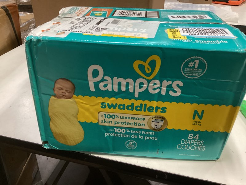 Condition photo showing New/Like New for Pampers Swaddlers Diapers, Size 0 (up to 10 lbs), 84 Count, Absorbent, Keeps Baby Dry and Comfortable, Skin Safe Disposable Baby Diaper (Packaging May Vary) Newborn 84