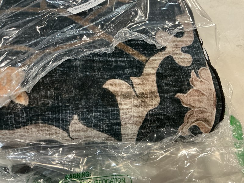 Condition photo showing Good Condition for releany area rugs 8'x10' washable non-slip, floral vintage distress medallion carpet for living room bedroom dining room, vintage black brown neutral black/vintage/beige 8' x 10' (rectangular)