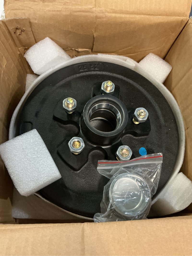 Condition photo showing Good Condition for trailer brake drum kit, 5-hole, 4.5" bolt circle brake drum for 3500 lb axles, replacement brake hub drum assembly for rvs, trailer and semi truck 5-hole*4.5" for 3500lb