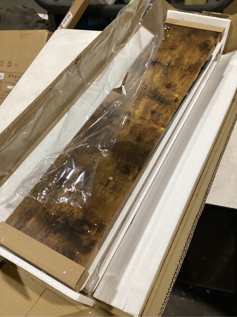 Condition photo showing New/Like New for Forbena 36 Inch Floating Shelves for Wall Long Set of 3, Large Deep Wall Shelves for Bedroom Living Room Decor, Rustic Wood Floating Shelf for Kitchen Closet Office TV Plants Books (Dark Brown) Rustic Brown