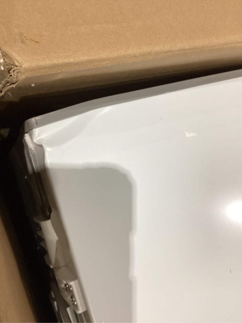Condition photo showing As Is for midea 7 cu. ft. convertible chest freezer and refrigerator with removable storage basket  white
