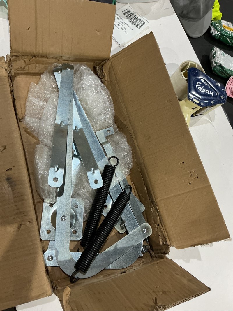 Condition photo showing As Is for 55-2 attic ladder hinge arms with springs,compatible with werner mk5, wu2210, w2208, w2210, suitable for werner attic ladders manufactured after 2010, heavy duty thick galvanized material spring55-2