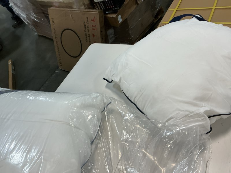 Condition photo showing As Is for Utopia Bedding Throw Pillow Inserts (Pack of 2White), 12 x 12 Inches Decorative Indoor Pillows for Sofa, Bed, Couch, Cushion Sham Stuffer