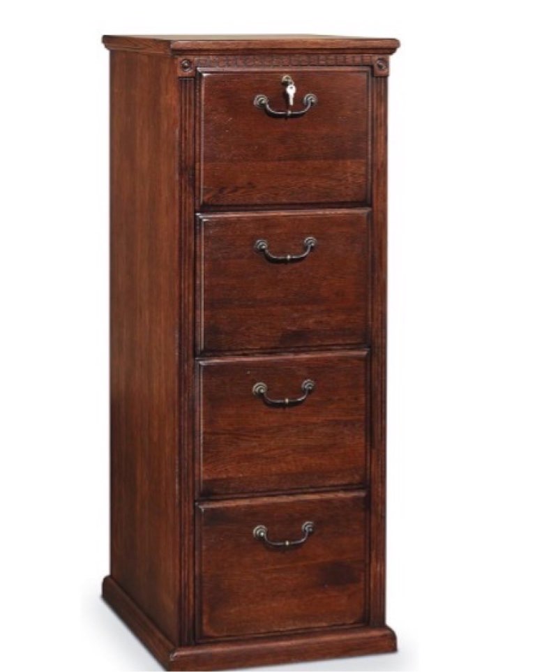 Martin Furniture Huntington Oxford 4-Drawer File Cabinet, Burnish Finish, Fully Assembled