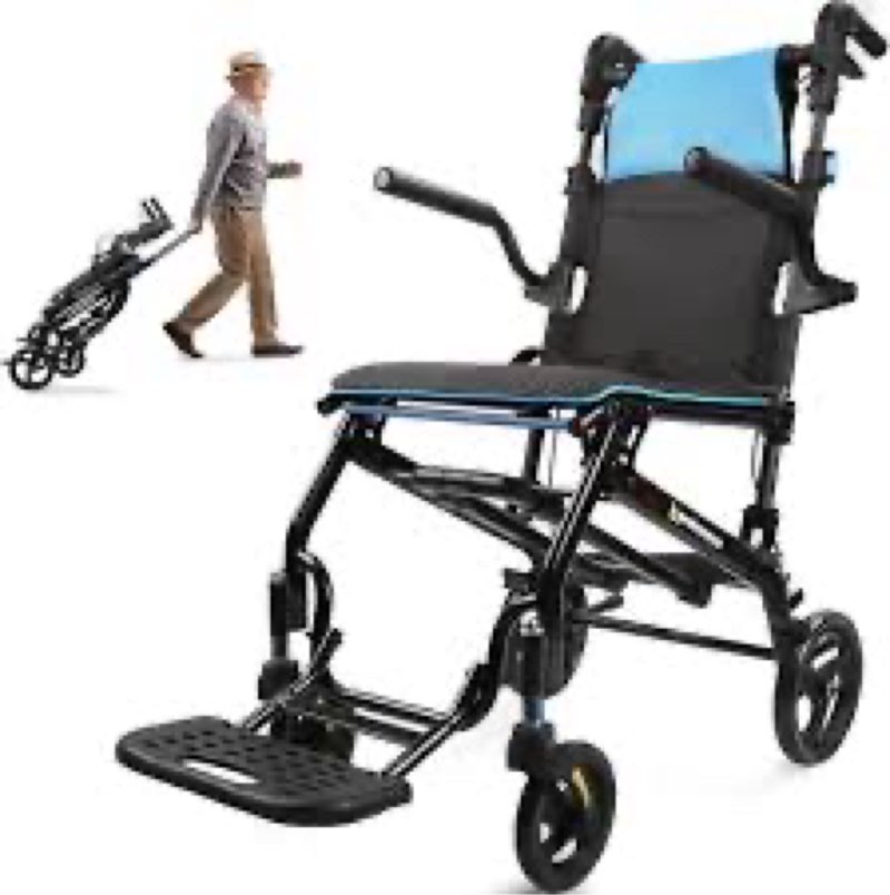 Wheelchairs for Adults Transport Chair Lightweight Foldable with Telescopic Handle, Ergonomic Portab