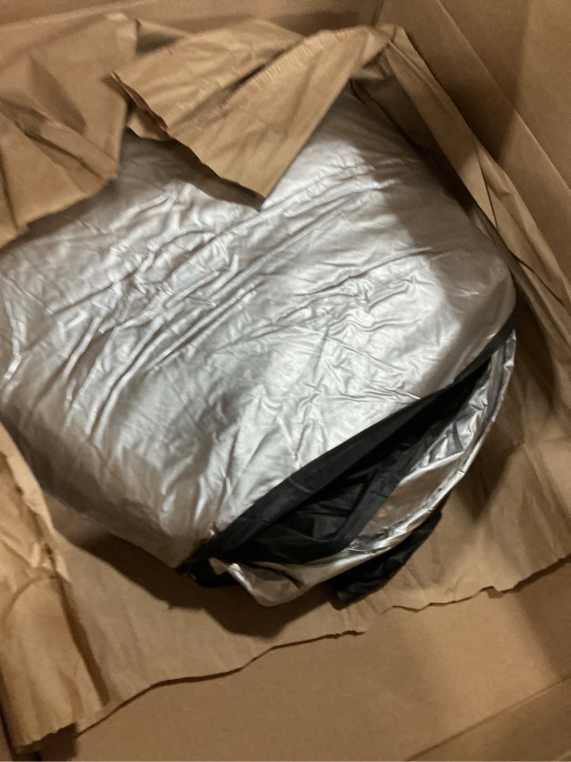 Condition photo showing As Is for rv windshield sunshade cover for class a, reflective window film for trailer heat blocker, rv murts uv&heat front truck shade, camper, motorhome, bus, xxxl-102 x 51 inches, lightweight&portable. rv windshield cover