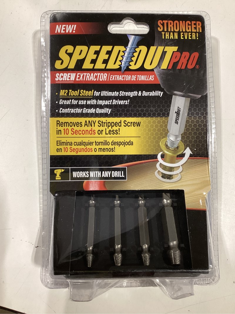 Condition photo showing As Is for speedout 4-pack hss double-ended 2-in screw extractor set