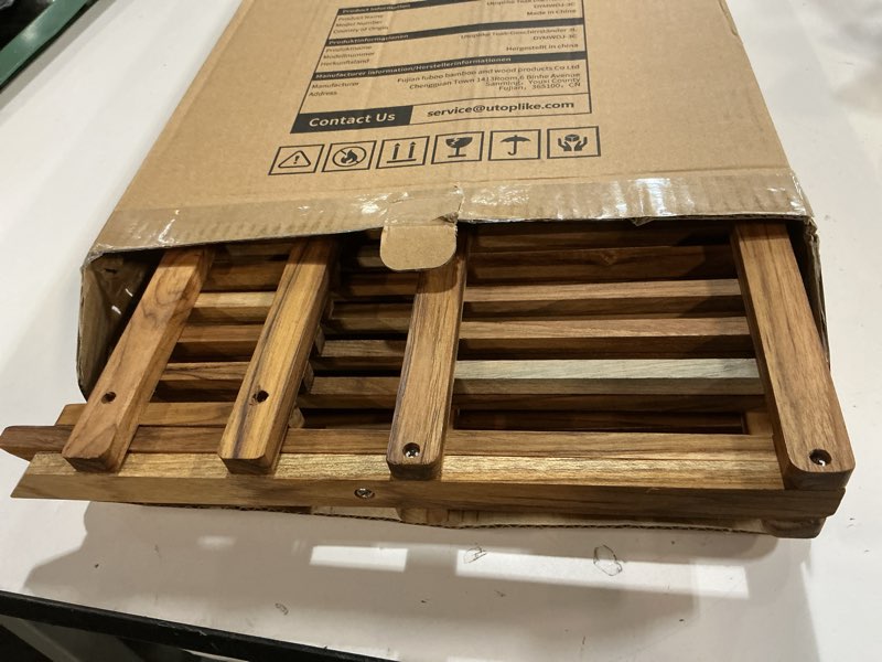 Condition photo showing Good Condition for Utoplike Large Teak Dish Drying Rack, Wooden 3 Tier Collapsible Dish Draine for Countertop, Kitchen Organizer for Pasta Plates, Cups