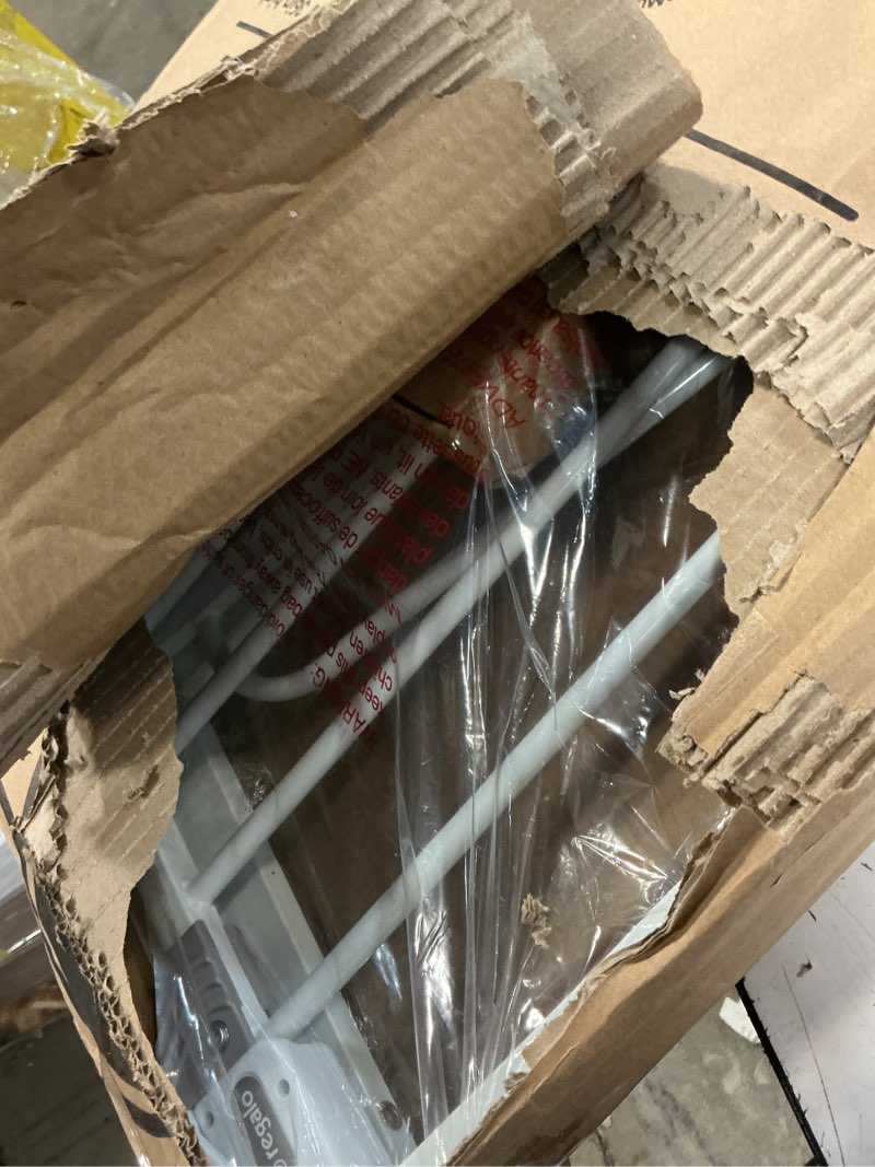 Condition photo showing Good Condition for regalo safety 36" extra tall baby gate for doorways & bottom of stairs, pressure mounted walk through gate for babies, toddlers & pets, tested & safe for 30 years, american designed, american owned white 29-36.5"w x 36"h