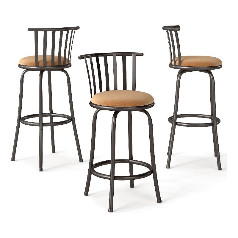 Roll Over Image to ZoomView image gallery graphicDimensions:37.4"H x 15"W x 18.1"D Product Weight: 13.2 lbs Homycasa Metal Bar Stools for Home with Adjustable Leg Set of 3 Brown