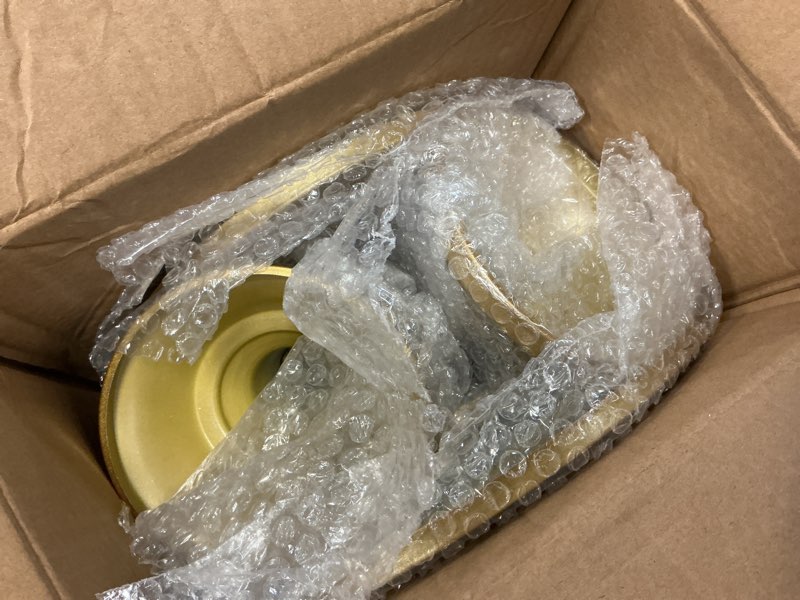 Condition photo showing Good Condition for hblife 3 pcs gold cake stand set (8"/10"/12" plate) for 6-10 inch cakes, dessert table display set, cupcake stand for party, wedding, birthday, baby shower, anniversary (metal)