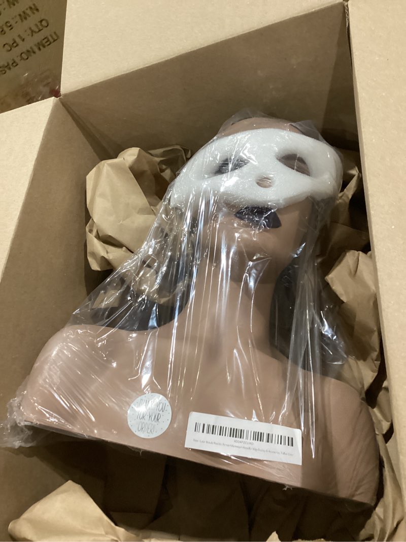 Condition photo showing Good Condition for luxar beauté realistic female mannequin head with shoulder pvc head bust wig head stand for wigs display & accessories (toffee color)