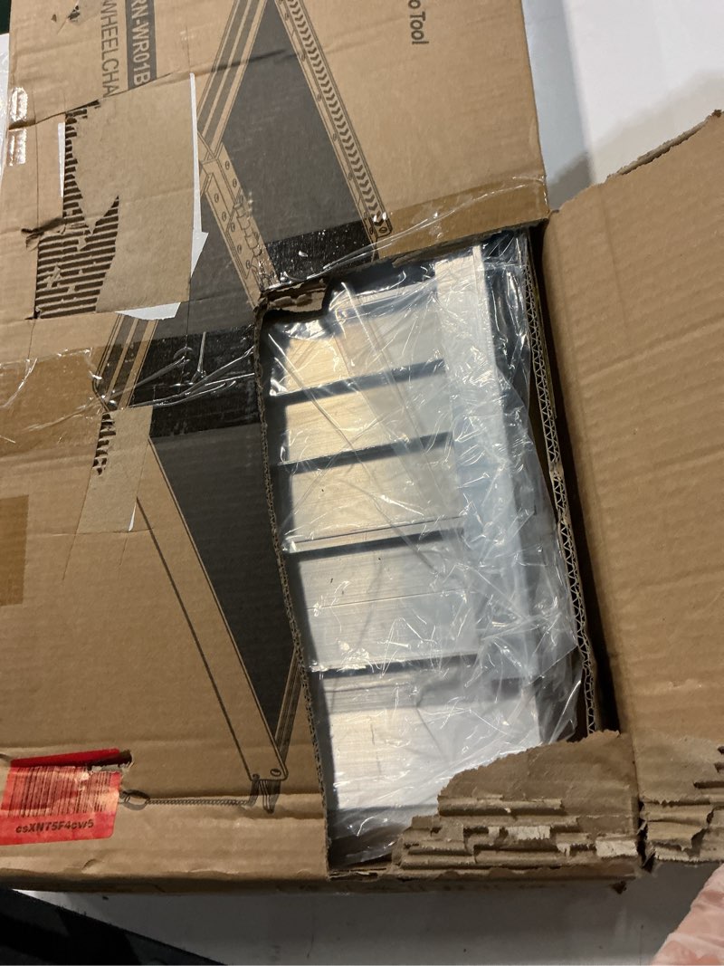 Condition photo showing As Is for fachnuo 2 feet portable wheelchair ramp, non-skid aluminum handicap ramps with handle, folding threshold wheel chair ramp for home steps, stairs, entry, doorways, applicable height 2-6 inches aluminum 2ft(using height 2-6'')