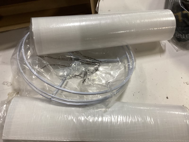 Condition photo showing Good Condition for tall lamp shades set of 2, 10" top x 10" bottom x 13" high large drum lampshades for table lamps floor lamp, white line fabric lamp shades, easy assembly replacement lampshades 2packs
