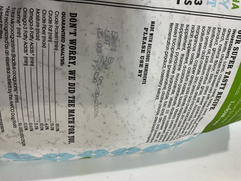 Condition photo showing Good Condition for (best by 05/20/2026)i and love and you naked essentials dry dog food - lamb + bison - high protein, real meat, no fillers, prebiotics + probiotics, 23lb bag lamb + bison 23 pound (pack of 1)