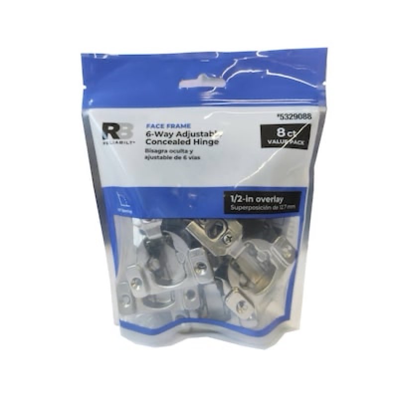 reliabilt 105-degree 1/2-in overlay concealed self-closing nickel plated cabinet hinge, 4 pair(s)