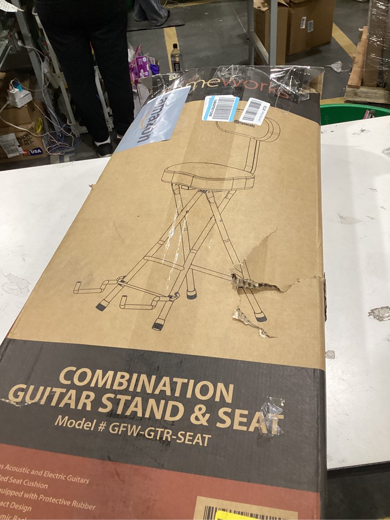 Condition photo showing As Is for Gator Frameworks Guitar Seat with Padded Cushion, Ergonomic Backrest and Fold Out Guitar Stand, Holds both Acoustic and Electric Guitars (GFW-GTR-SEAT)