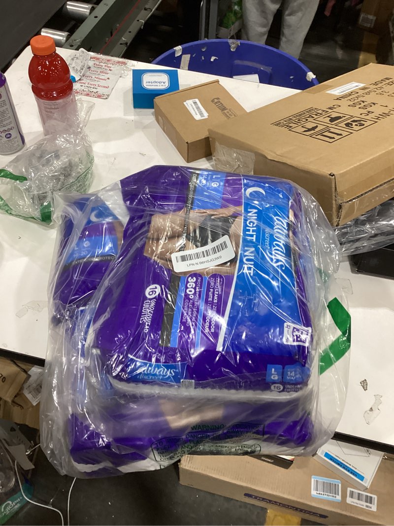 Condition photo showing New/Like New for Always Discreet Adult Incontinence Overnight Underwear for Women, Large, Up to 100% Bladder Leak Protection, 48 Count (3 Packs of 16) Large 48