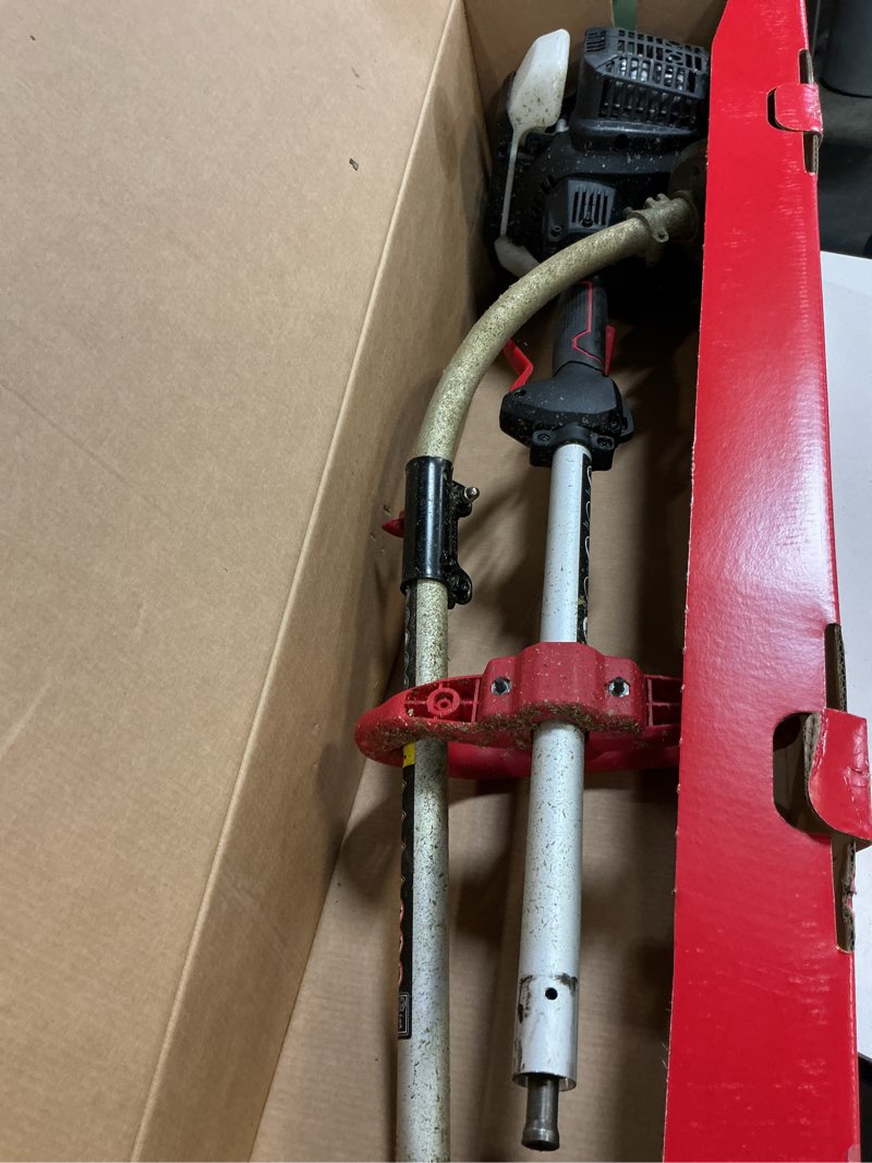 Condition photo showing As Is for hyper tough 17" 26cc 2-cycle gas powered curved shaft string trimmer