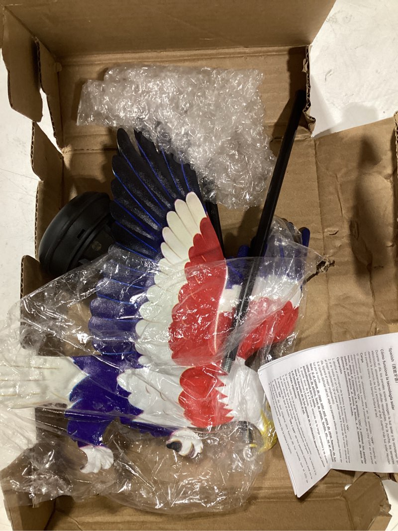 Condition photo showing As Is for usa 250th anniversary solar eagle garden stake lights, 4th of july decorations 29.9in metal eagle with solar lights for outdoor patriotic independence memorial day, veterans day, yard patio lawn decor