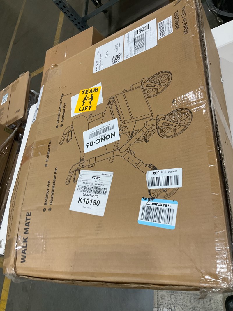 Condition photo showing Good Condition for walk mate rollator walker for seniors taller 5.3~7ft with height-adjustable seat, built-in cable, 10 inch wheels walkers compact folding design mobility walking aid widen backrest, gold champagne