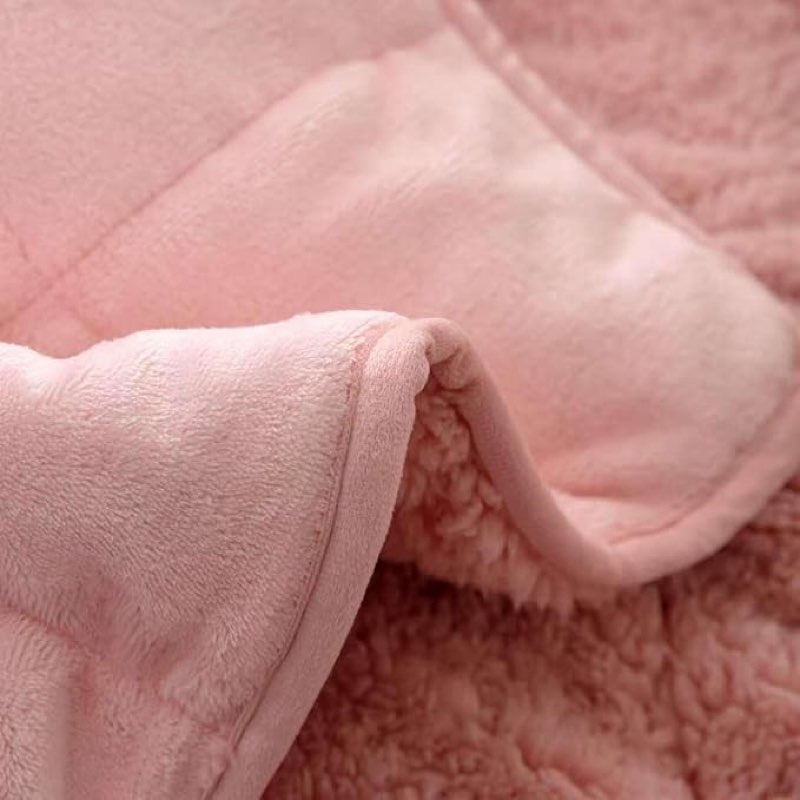 sherpa 15lb weighted blanket for adult, both sides reversible velvet soft plush weighted heavy blanket for all season pink 60in*80in