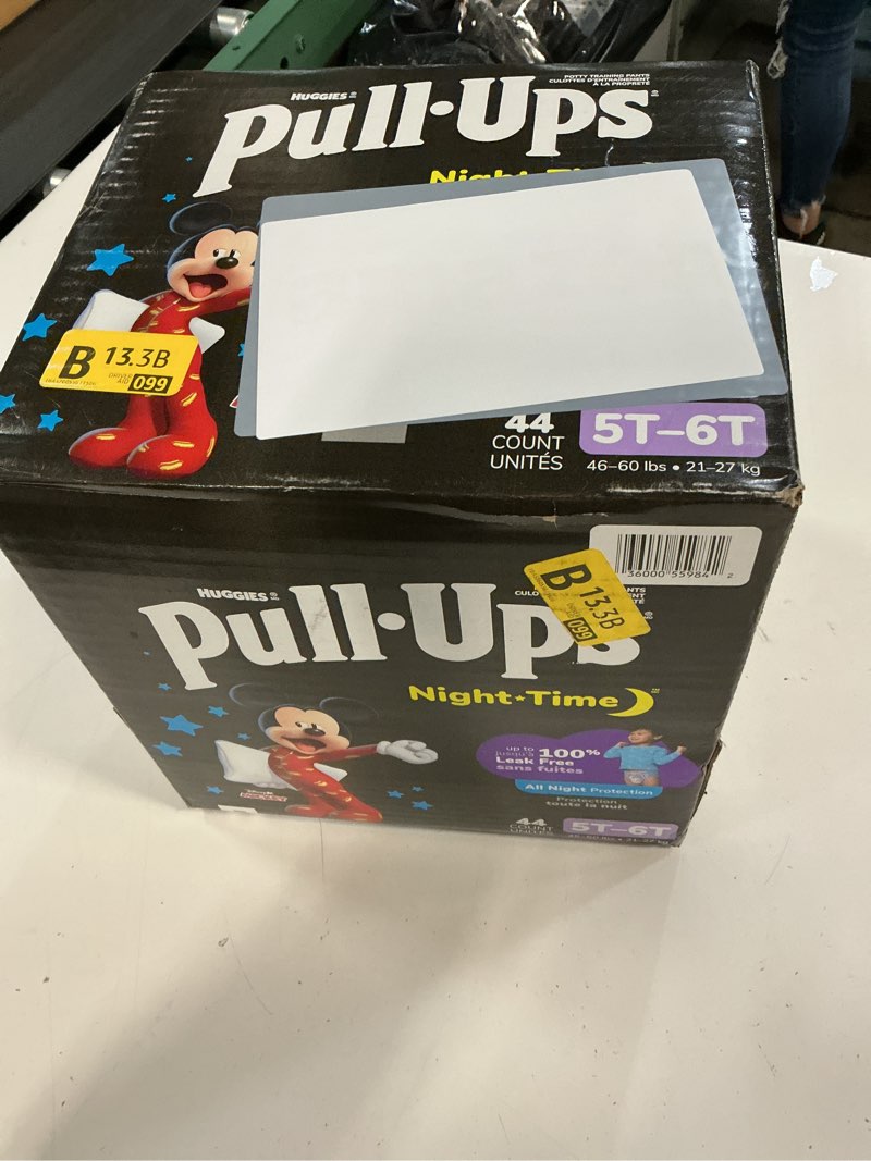 Condition photo showing New/Like New for pull-ups boys' night-time potty training pants, size 5t-6t overnight training underwear (46-60 lbs), 44 ct 5t-6t 44