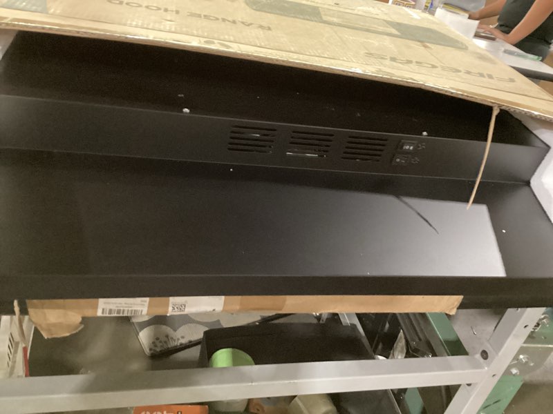 Condition photo showing Good Condition for firegas black range hood 30 inch under cabinet, ducted/ductless convertible kitchen hood, stainless steel stove vent hood with 2 speed exhaust fan, rocker button control, 300 cfm powerful suction