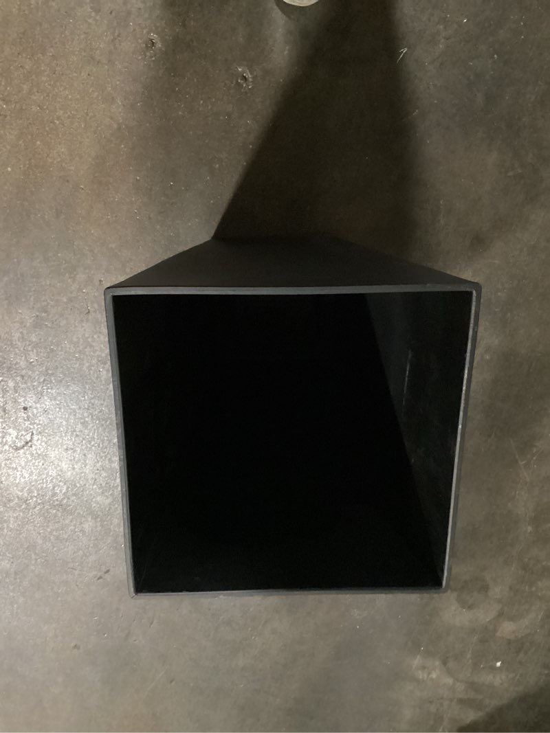 Condition photo showing As Is for (possibly used)allen + roth square 11.3-in w x 11.3-in l x 20.87-in h black plastic indoor/outdoor planter