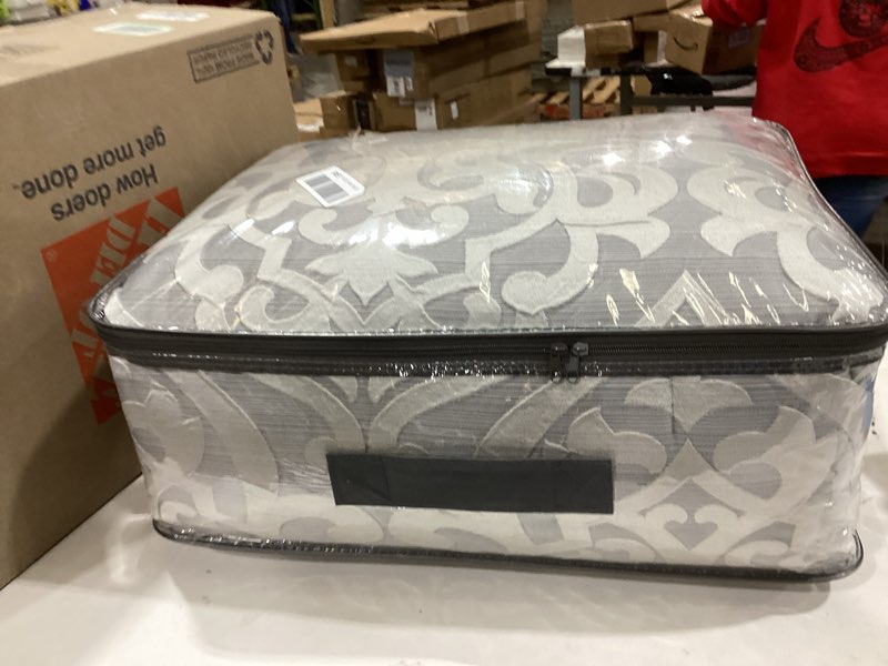 Condition photo showing New/Like New for Madison Park Odette Cozy Comforter Set Jacquard Damask Medallion Design - Modern All Season, Down Alternative Bedding, Shams, Decorative Pillows, Queen(90 in x 90 in), Silver 8 Piece Silver/Grey Queen (90 in x 90 in)