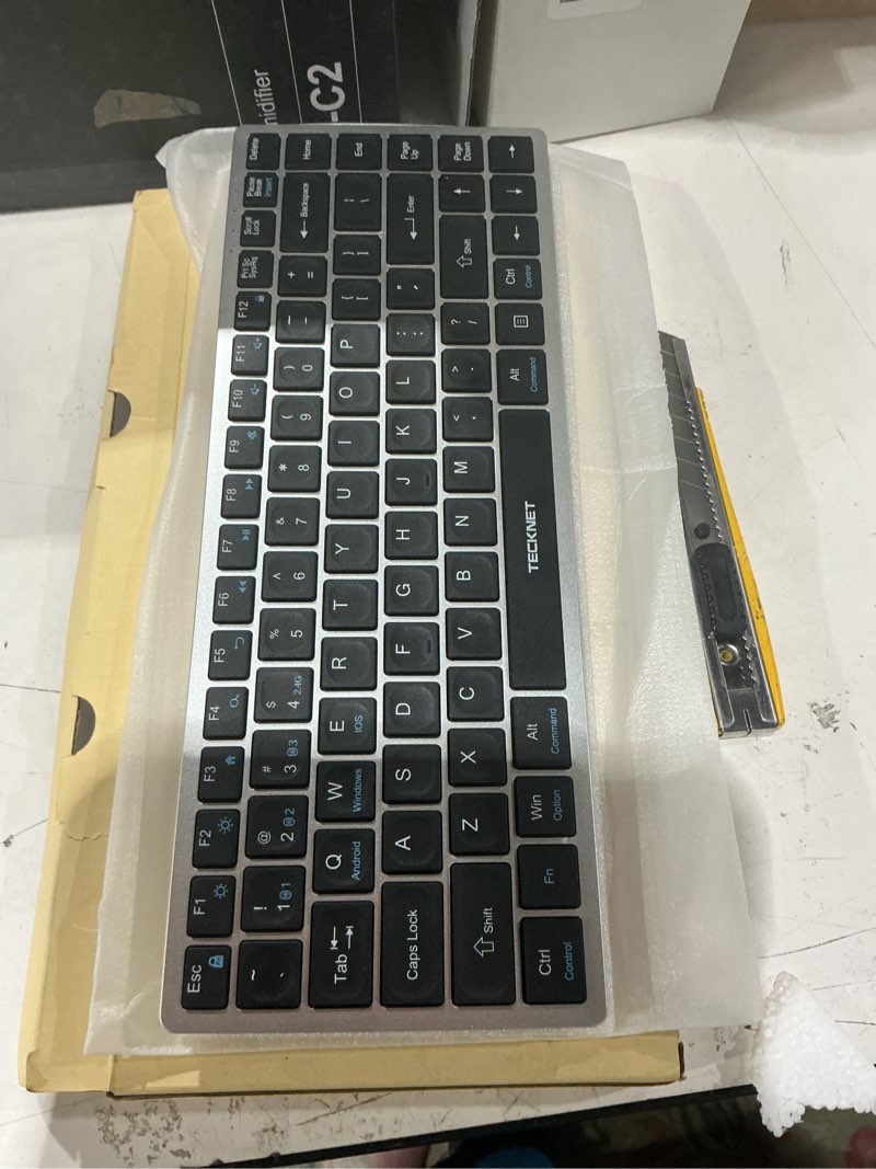 Condition photo showing New/Like New for tecknet bluetooth keyboard rechargeable, 4-device (2.4g+3bt) wireless keyboard, ultra-slim quiet typing, 14 hotkeys computer keyboard for pc/laptop/smart tv/tablet/ipad