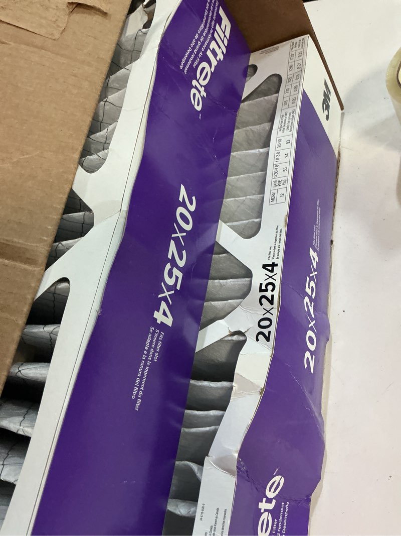Condition photo showing Good Condition for filtrete 20x25x4 ac furnace air filter, mpr 1550, merv 12, fits honeywell & aprilaire space-gard, certified asthma & allergy friendly, electrostatic filter, 2-pack (actual size 19.88x24.63x4.31 in)