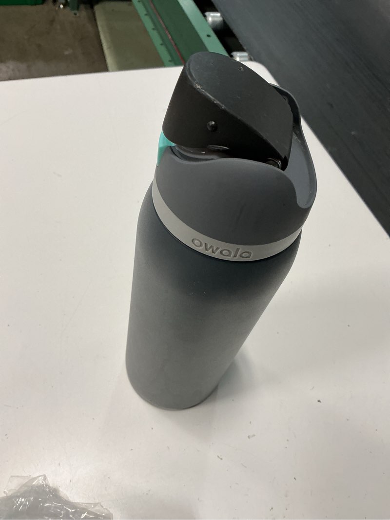 Condition photo showing As Is for owala freesip insulated stainless steel water bottle with straw for sports and travel, bpa-free, 40oz, foggy tide foggy tide 40 ounces