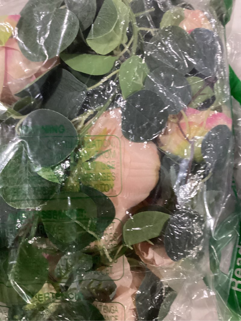 Condition photo showing Good Condition for floweroyal 2 pack artificial flower garlands 11.2ft eucalyptus garlands with flowers 8 head peony flower vine faux floral garland for wedding arch table wall backdrop wreath decoration. (vintage pink)