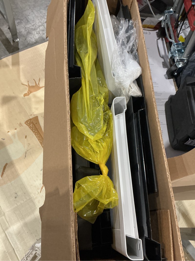 Condition photo showing As Is for project source premier one 27-in w x 34-in h x 15.75-in d freestanding or wall-mounted plastic garage cabinet in off-white