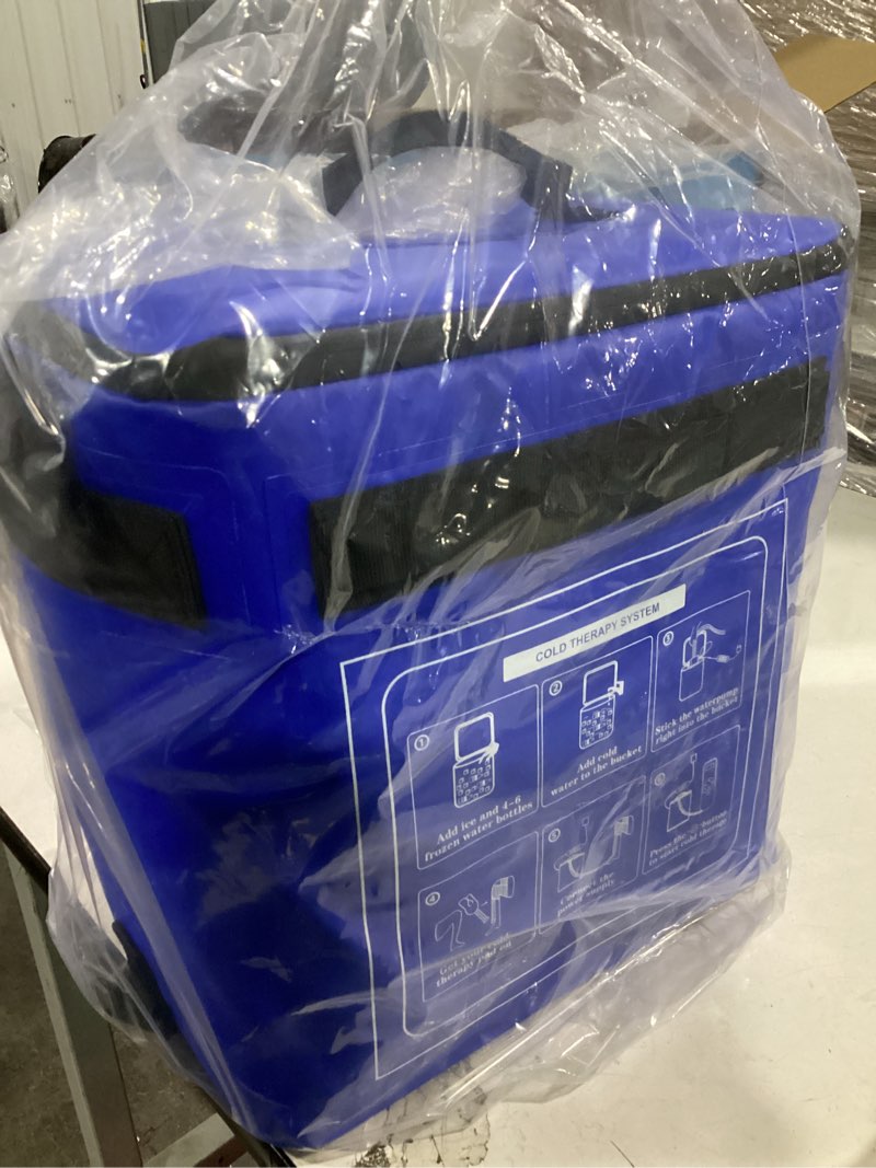 Condition photo showing Good Condition for ice machine for knee after surgery, cold therapy machine for knee replacement, portable ice therapy machine with wheels, handle for pain relief - unisex for men/women blue