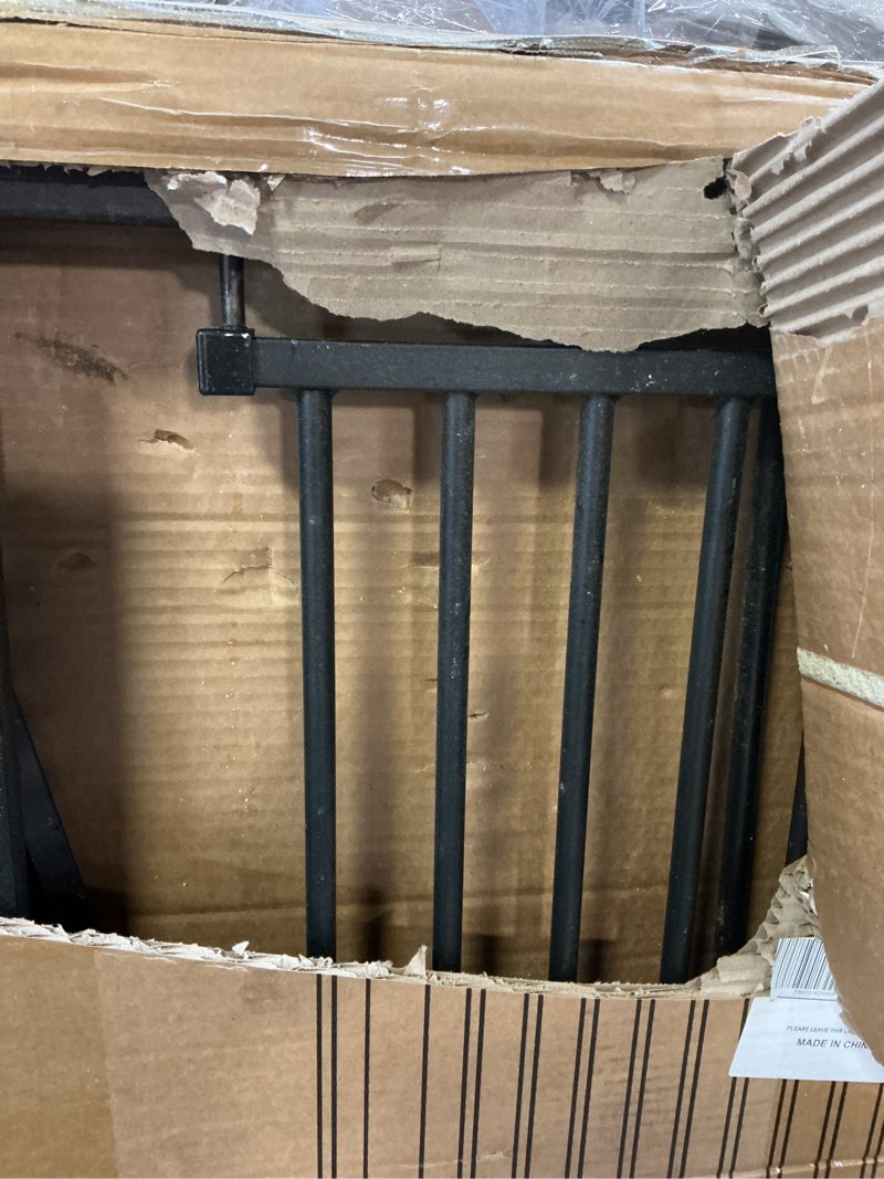 Condition photo showing As Is for 51.18" extra tall pet gate for cats dogs-29.6"-40.5" extra wide baby cat gate for stairs and doorways-1.37" ultra narrow spacing dog gate dog door with one-handed operation(29.6"-40.5") 29.6"-40.5" black
