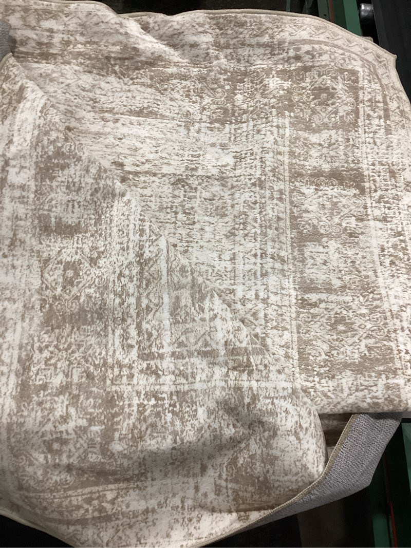 Condition photo showing As Is for washable area rug 8x10, large soft rugs for living room vintage beige carpet 8x10 area rugs for bedroom dining room non-slip stain resistant under table rug beige 8' x 10' (rectangular)