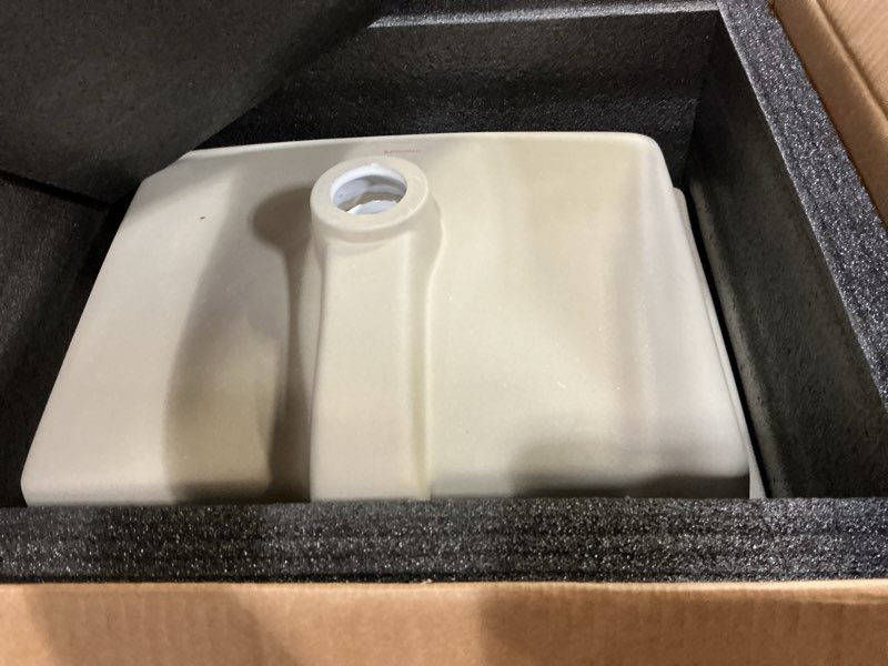 Condition photo showing Good Condition for 20in undermount bathroom sink rectangular, 20" x 16" vessel sink rectrangle undermount bathroom sink white ceramic lavatory vanity vessel sink with overflow 20" x 16" rectangular