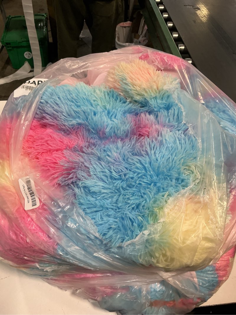 Condition photo showing Good Condition for Wajade Faux Fur Plush Rainbow Comforter Set Fluffy Fuzzy Shaggy Bedding Set - 3PC Full Size Microfiber Soft Warm Quilt Set Rainbow Full