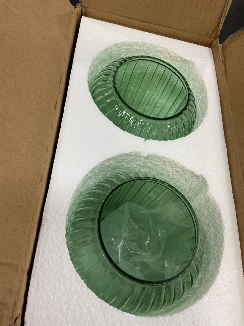Condition photo showing Good Condition for 2 pack pendant lights with vintage green ribbed glass lampshade, adjustable brushed gold pendant lights fixtures for kitchen island lighting sink, dining & living room hallway (bulbs not included) 2 pack brushed gold + green glass