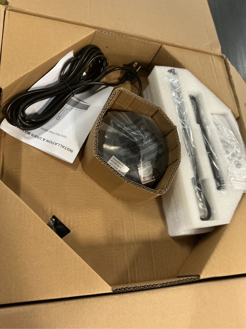 Condition photo showing New/Like New for outdoor ceiling fans with light for patios, 20" weatherproof gazebo fan with hanging hook, remote control & app, 6 speeds, 3cct, caged plug in ceiling fan for patio brown