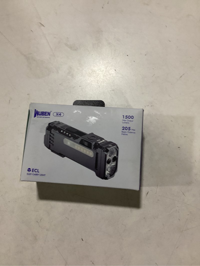 Condition photo showing New/Like New for WUBEN X4 EDC LED Flashlight with RGB Light, 1500 Lumens Mini Flashlight with Tactical Switch and Magnetic, IP68 Portable Pocket Clip USB C Flash Light for Camping, Checking, Emergencies Gray